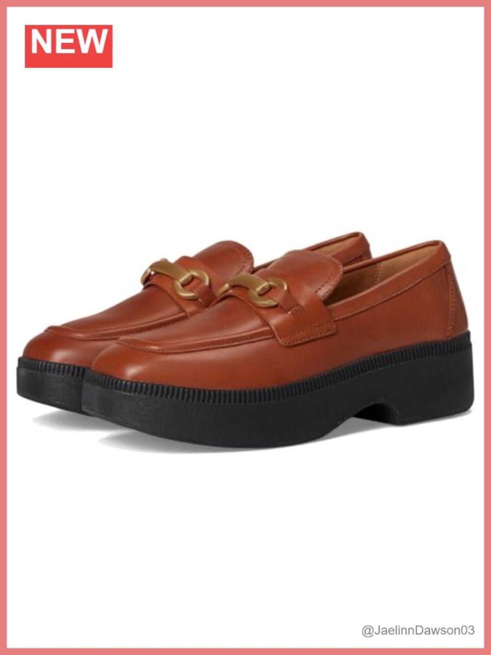Leather Demi-Wedge Loafers, Square Toe, Pull-On, Snaffle Hardware
